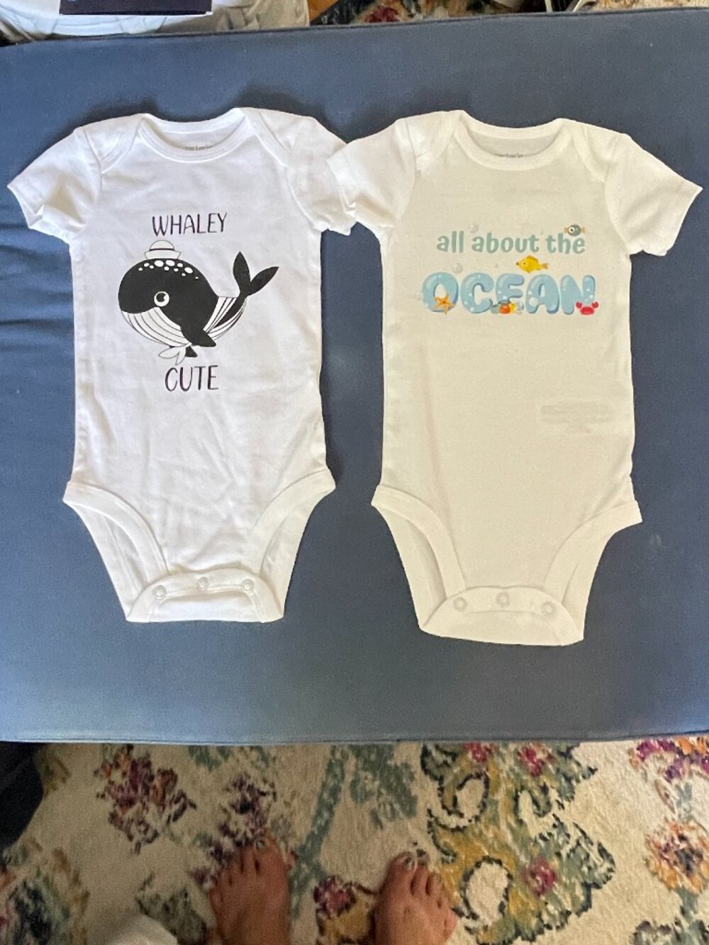 Set of 2 Baby Onesies-Beach Themed Baby Bodysuit-New-6M